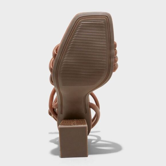 A New Day -  Women's High Heels Dress Asymmetric Stra Brown - Picture 4 of 4